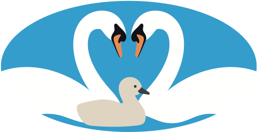 Enabled2Parent logo featuring two swans and their cygnet